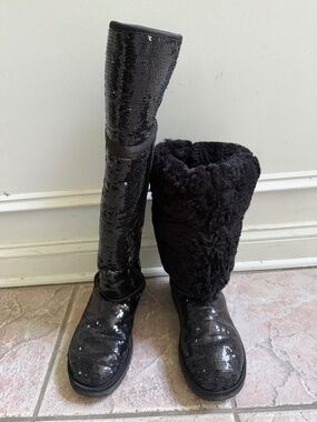 Rare Black over the knee sequin Ugg boots